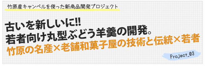 古いを新しいに!!若者向け丸型ぶどう羊羹の開発。竹原の名産×老舗和菓子屋の技術と伝統×若者